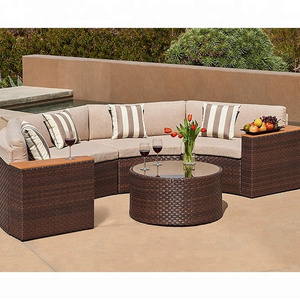 Modern Style Outdoor Rattan Patio Furniture Half Round Sectional Garden Sofa Set