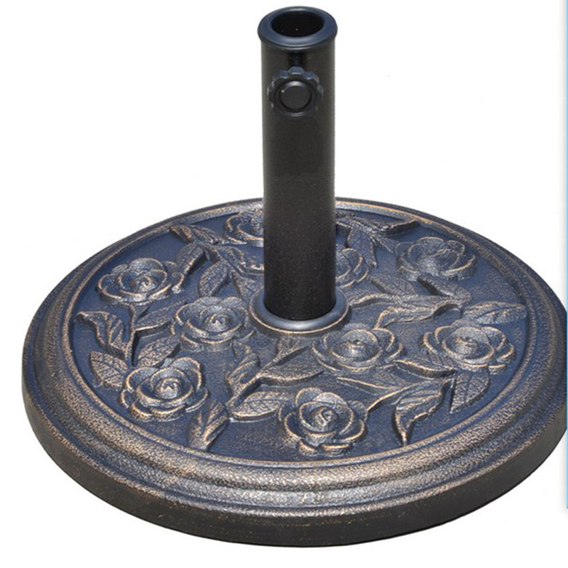 Concrete Umbrella Base Cast Iron Effect Parasol Base Patio Umbrellas & Bases with Rose Design