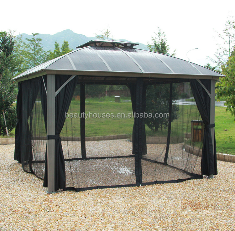 Outdoor Backyard gazebo Patio PC hard top Garden gazebo Tents Sunshade for Shade and Rain with Mosquito Net