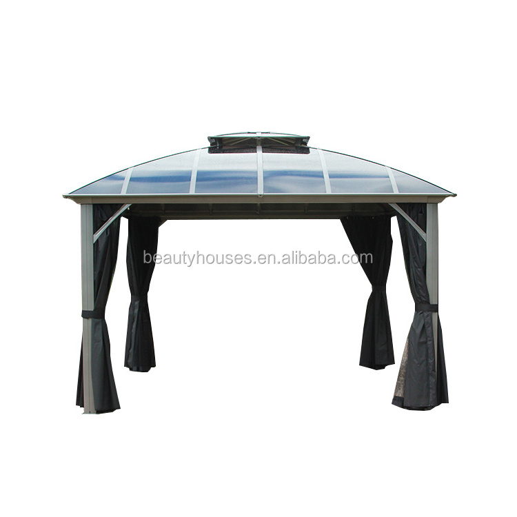 Outdoor Backyard gazebo Patio PC hard top Garden gazebo Tents Sunshade for Shade and Rain with Mosquito Net