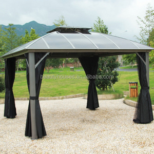 Outdoor Backyard gazebo Patio PC hard top Garden gazebo Tents Sunshade for Shade and Rain with Mosquito Net