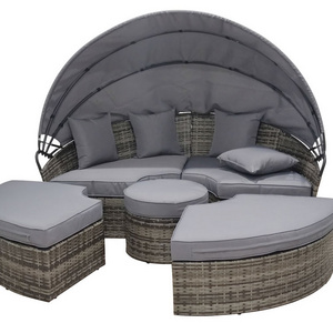 Rattan garden outdoor furniture wicker canopy round sofa bed