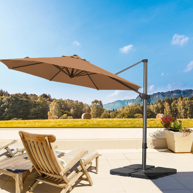 10'x10' Square Patio Umbrella Canopy Replacement 2-Tier Top Cover Roma Cantilever 8 Ribs Market Parasol