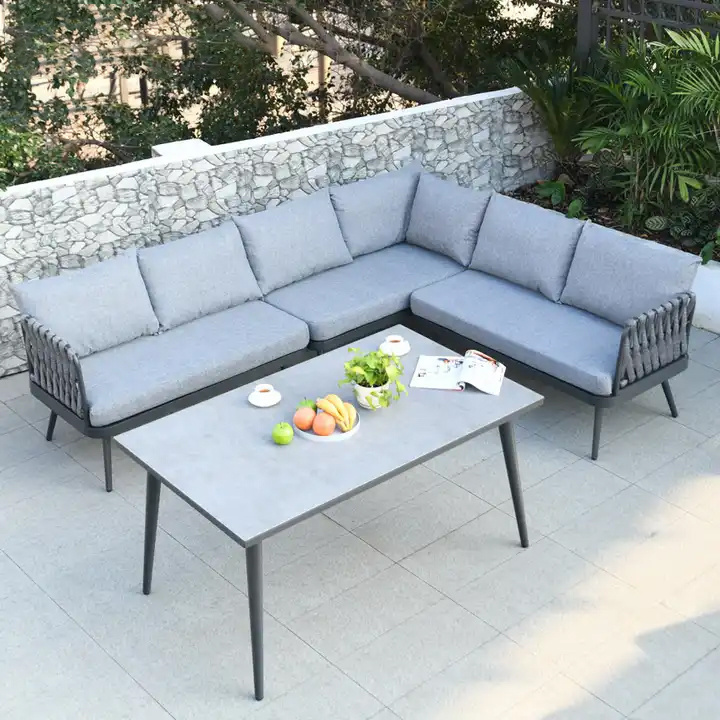 Nordic outdoor table and chair Outdoor balcony courtyard waterproof sun protection leisure rattan rock plate table chair