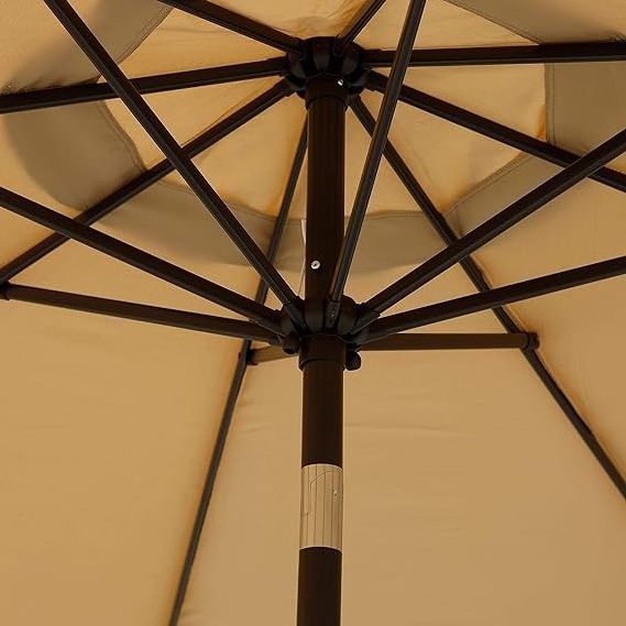 Outdoor Table Umbrella with Push Button Tilt and Crank Large Sun Umbrella with Sturdy Pole