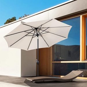 Outdoor Table Umbrella with Push Button Tilt and Crank Large Sun Umbrella with Sturdy Pole