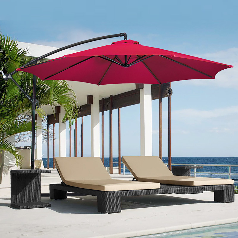 Outdoor Restaurant Waterproof Garden Beach Hanging Banana Cantilever Patio Sun Canvas Parasol Iron Umbrella