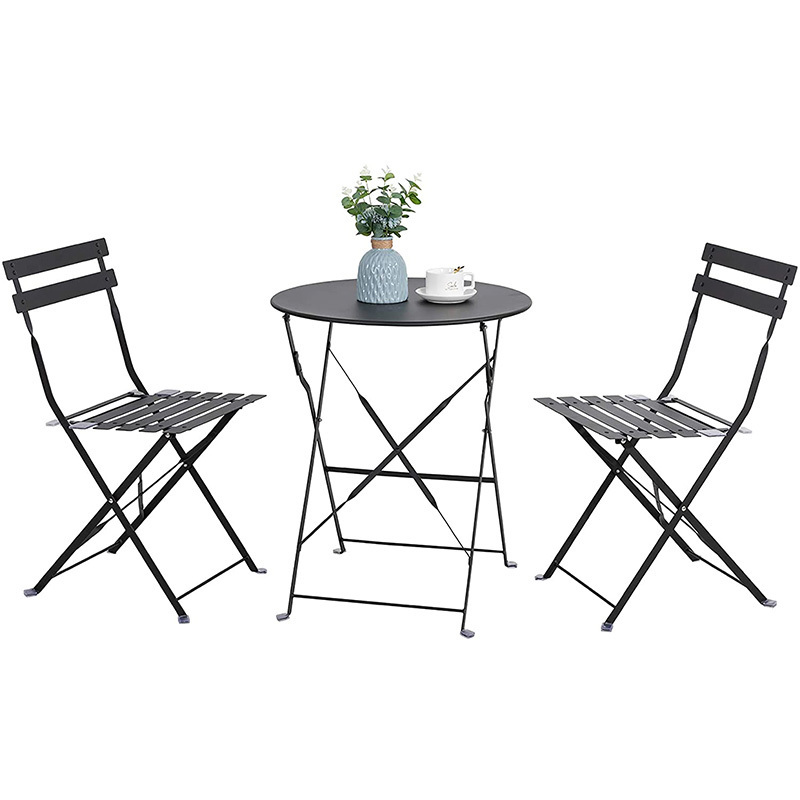 Black Bistro Set Foldable Patio Dining camping Table and Chairs Metal Folding Outdoor Patio Furniture Sets