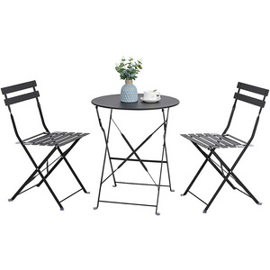 Black Bistro Set Foldable Patio Dining camping Table and Chairs Metal Folding Outdoor Patio Furniture Sets