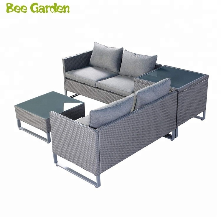 4 Seater Rattan Garden Sofa Set Outdoor Furniture Rattan / Wicker Uv-resistant PE Rattan 5 Years Contemporary 100% Hand Weaving