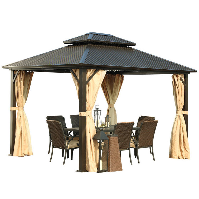 Solid Roof Aluminium Gazebo Outdoor Garden Gazebos Modern Party Galvanized Metal Roof 3.65*3.65M Luxury Aluminium Hardtop