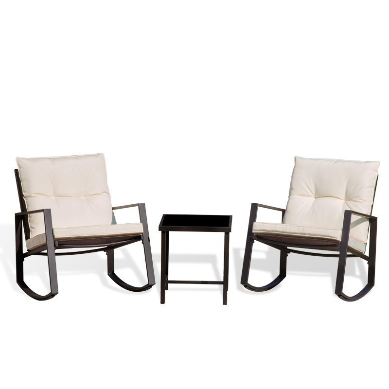 Modern Patio Furniture Outdoor Wicker Set Rattan Chair Patio Aluminum Waterproof Garden Rocking Chairs