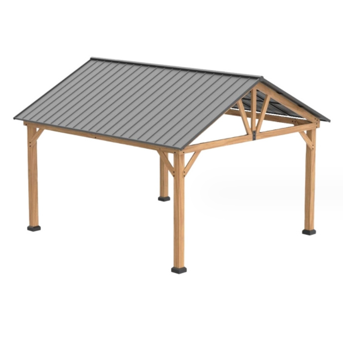 High quality popular outdoor furniture Terrace Patio gazebo Hardtop metal roof outdoor gazebo Wood gazebo