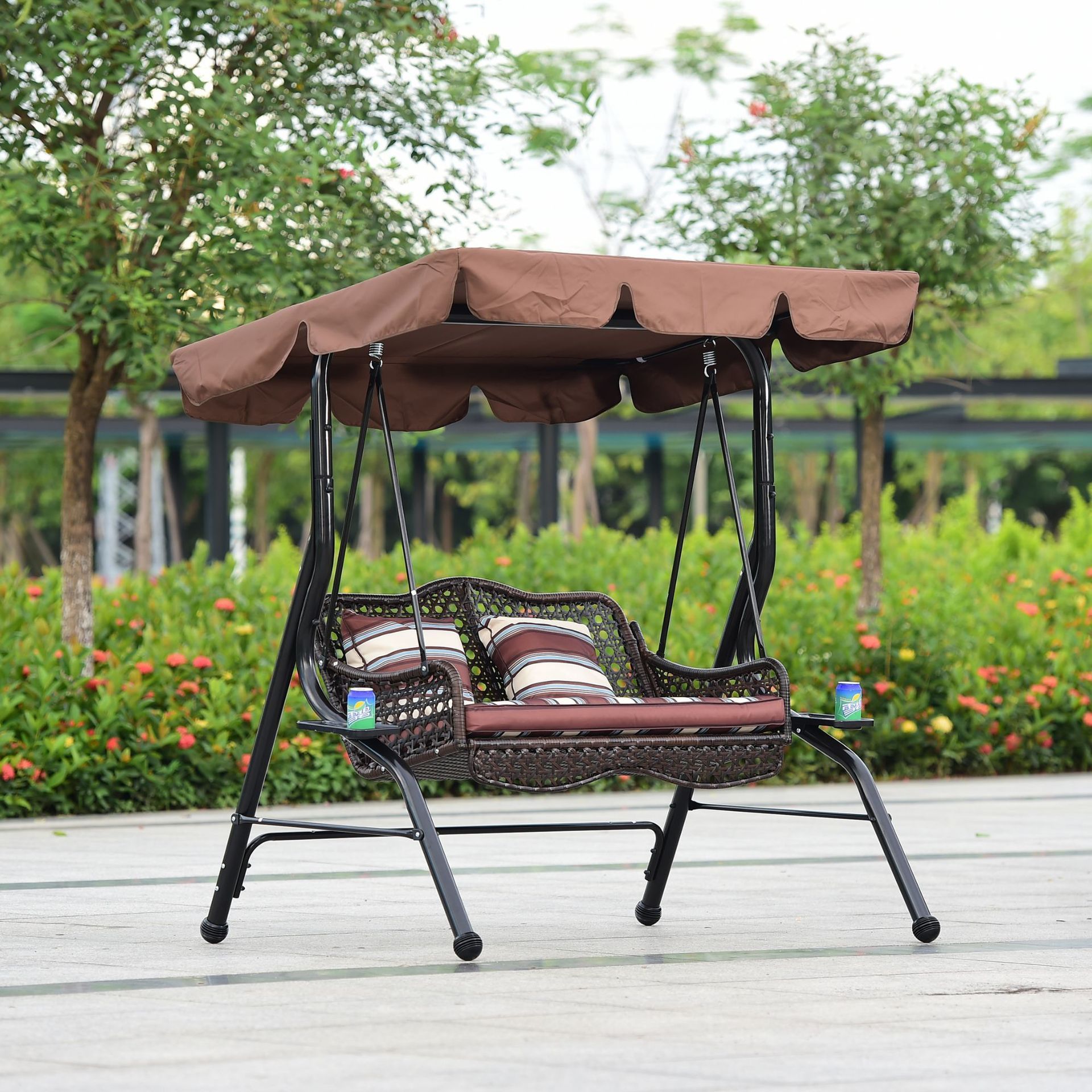 Outdoor Metal Furniture Two Seats Hanging Swing Chair Outdoor Metal Porch Garden Swing Hanging Chair