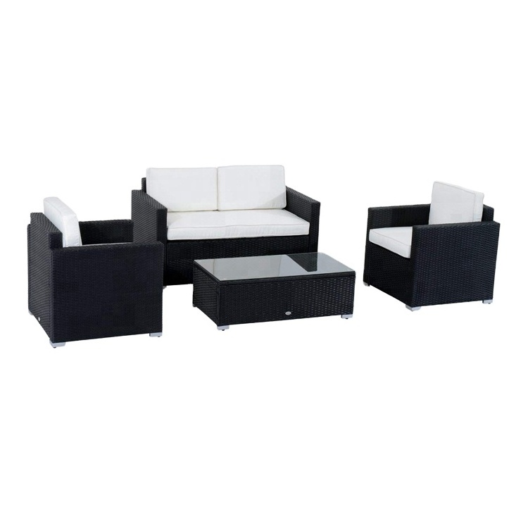 4pc Outdoor Patio Garden Furniture Black Wicker Rattan Sofa Set