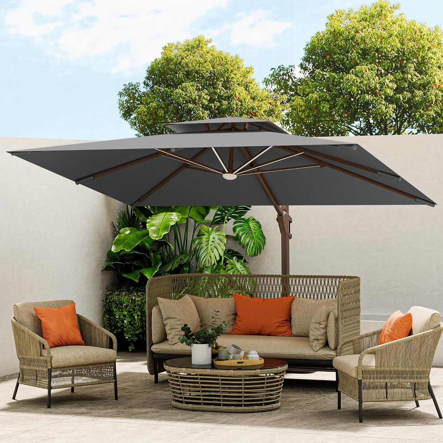 Garden Patio Umbrella Outdoor Commercial Large Parasolbig Size Garden Parasol Sun Rome Big Umbrella Cafe Hotel Luxury Restaurant