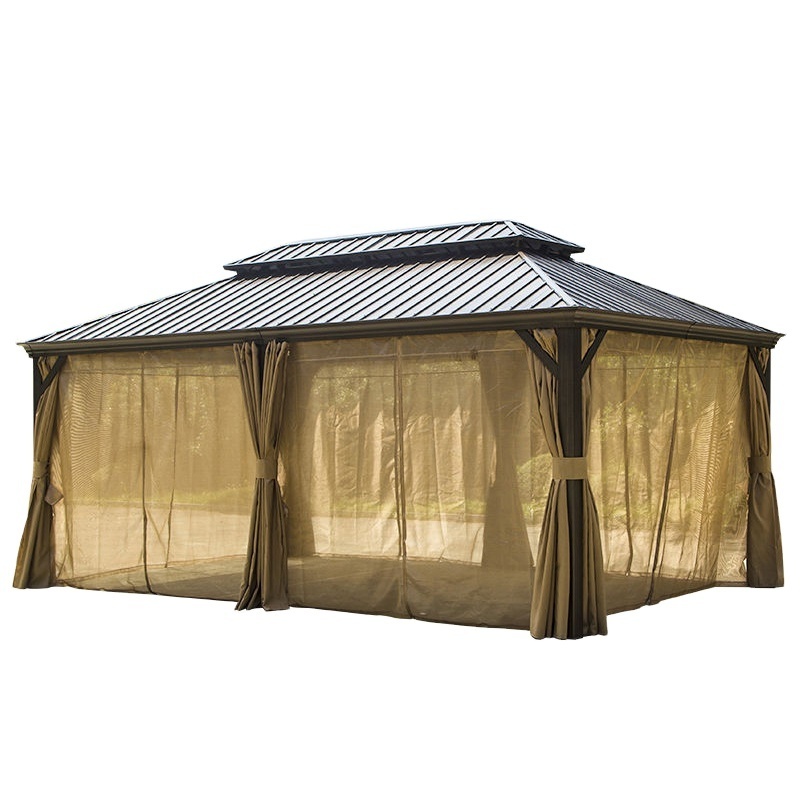 Customizable 3.65*6m Modern Garden Waterproof Roof Gazebo Sunshade Gazebos Outdoor Luxury Aluminum Pavilion