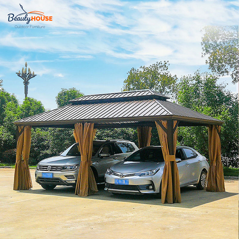 Customizable 3.65*6m Modern Garden Waterproof Roof Gazebo Sunshade Gazebos Outdoor Luxury Aluminum Pavilion