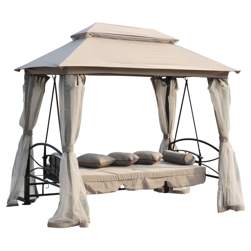 3 Seats Patio Gazebo Canopy Daybed Hammock Garden Patio Swing Chair Bed With Canopy Mosquito Net