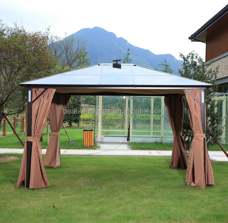 Garden aluminum PC board gazebo tent with solar light