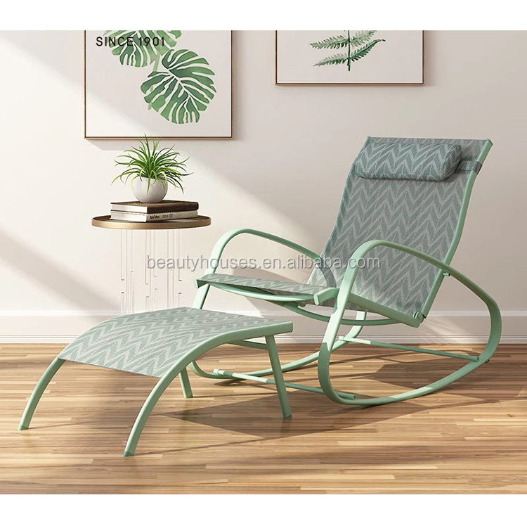 Leisure Ways Rocking Chair in Stock Livingroom Metal Garden Chair Outdoor Furniture Aluminum 90*61*87cm Sling