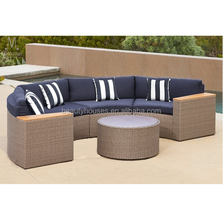 Patio Rattan Outdoor Furniture Half moon Sofa resin wicker furniture