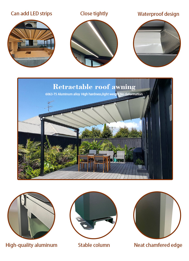 waterproof awning motorized retractable awning outdoor aluminum retractable awning