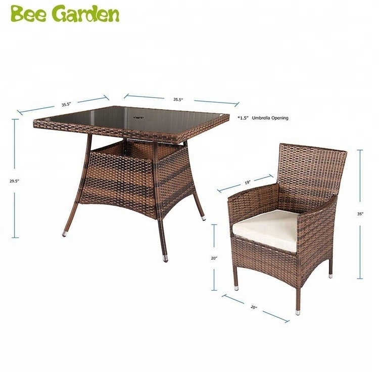 Outdoor Furniture All Weather Square Wicker Dining Table and Chairs,dining Table Set Contemporary Garden Set Sonoma Lounge Set