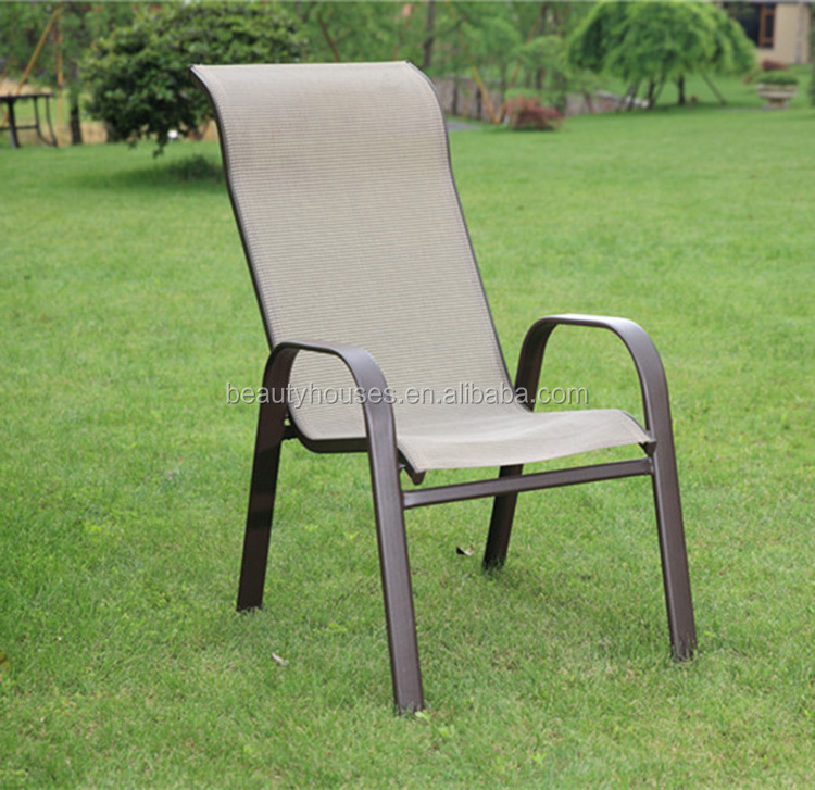 Outdoor High Back Chair Metal Stacking Chair