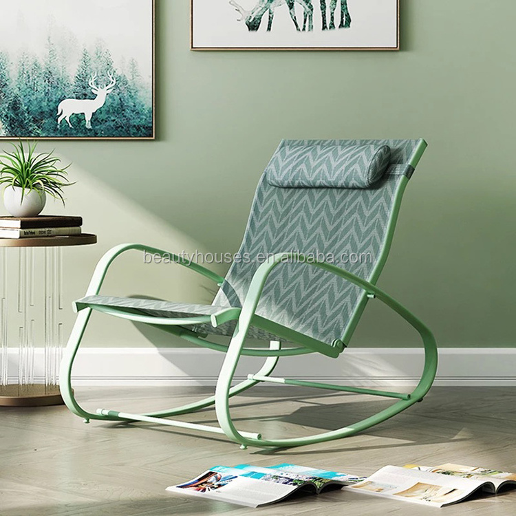 Leisure Ways Rocking Chair in Stock Livingroom Metal Garden Chair Outdoor Furniture Aluminum 90*61*87cm Sling