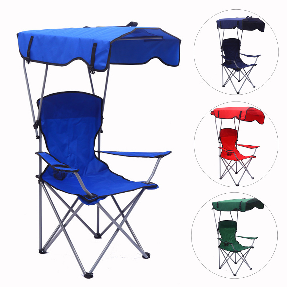 Custom Outdoor Portable Metal Folding Canopy Picnic Camping Fishing Beach Chair With Shade