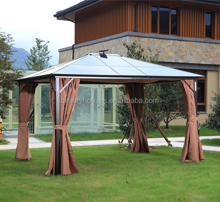 Garden aluminum PC board gazebo tent with solar light