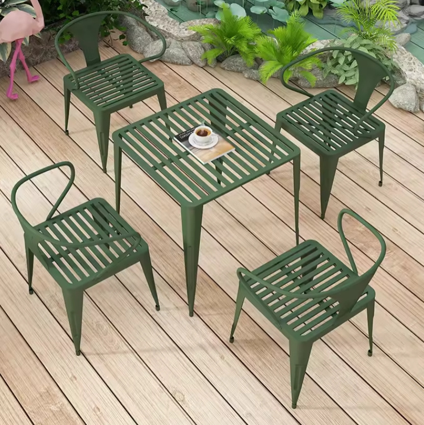 China made outdoor patio furniture waterproof simple outdoor iron  balcony table and chair set manufacturers wholesale