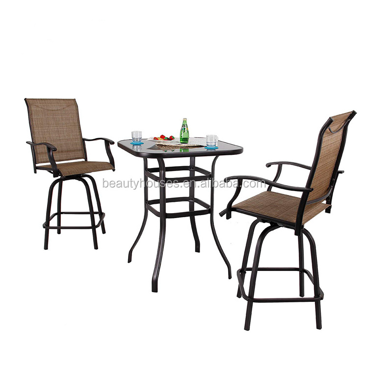 3Piece Outdoor Bar patio Furniture Sets Nordic Swivel Stools Bar Chair Kitchen High Chair For Bar Table