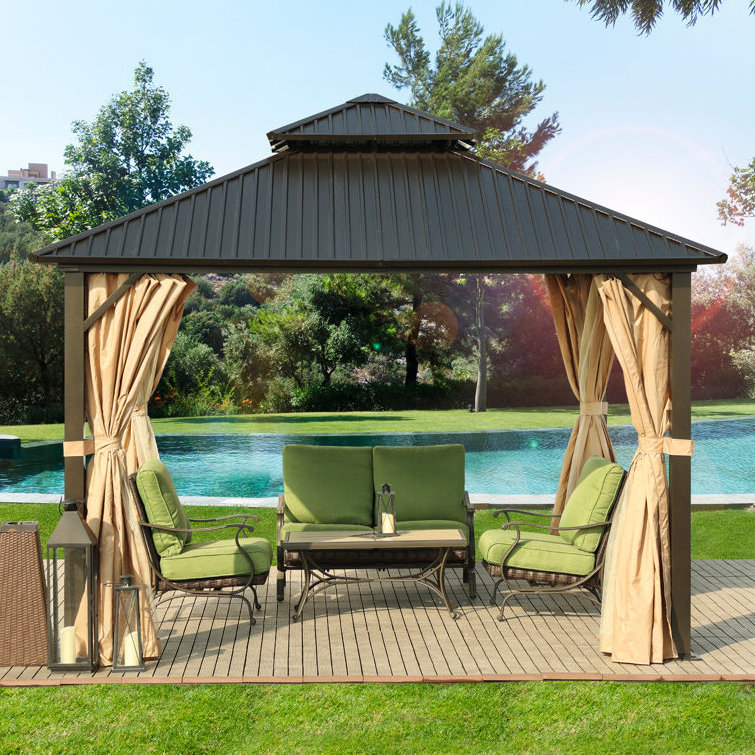 Solid Roof Aluminium Gazebo Outdoor Garden Gazebos Modern Party Galvanized Metal Roof 3.65*3.65M Luxury Aluminium Hardtop