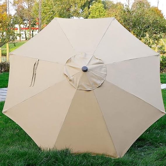 Outdoor Table Umbrella with Push Button Tilt and Crank Large Sun Umbrella with Sturdy Pole