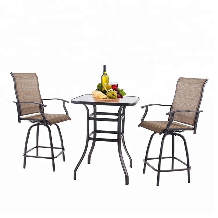 4 piece swivel bar chair height Patio outdoor furniture bar set with table