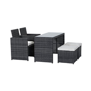 5 Pcs Patio Dining Set Pe Whicker Rattan Living Room Outdoor Garden Rattan Furniture Set