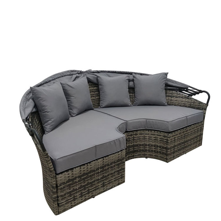 Rattan garden outdoor furniture wicker canopy round sofa bed