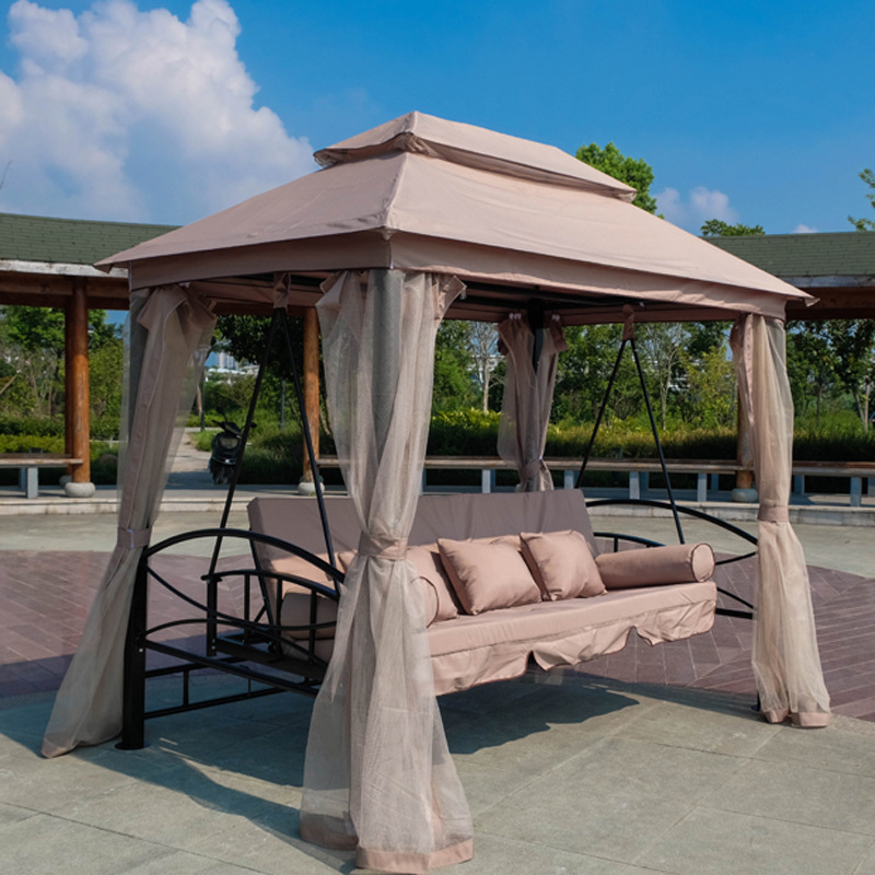 3 Seats Patio Gazebo Canopy Daybed Hammock Garden Patio Swing Chair Bed With Canopy Mosquito Net