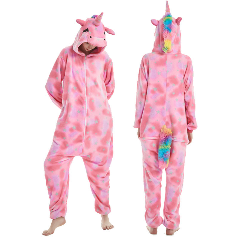 Flannel Unicorn Pajamas One-piece Pajamas Cartoon Animal Onesie Party Cosplay Pyjama  Animal Costume Pajamas