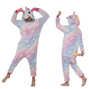 Retail Wholesale Animal Onesie Christmas Pajamas Flannel Cartoon Costume Glow At Night Unicorn Family Pijama Kigurumi