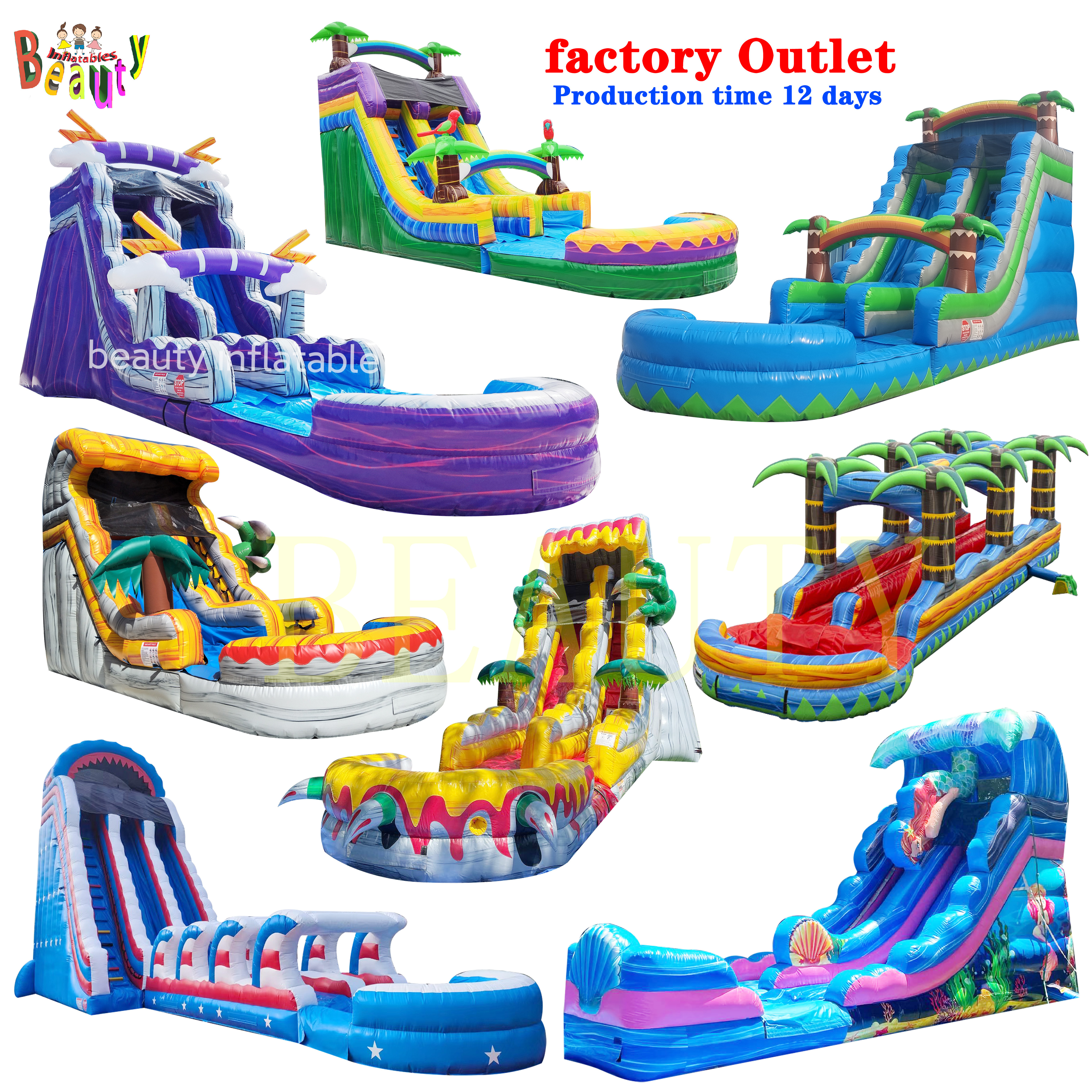 Customize Outdoor Adult Commercial  Giant Inflatable Water Slide Cheap Backyard Kids Party Inflatable Slide With Swimming Pool