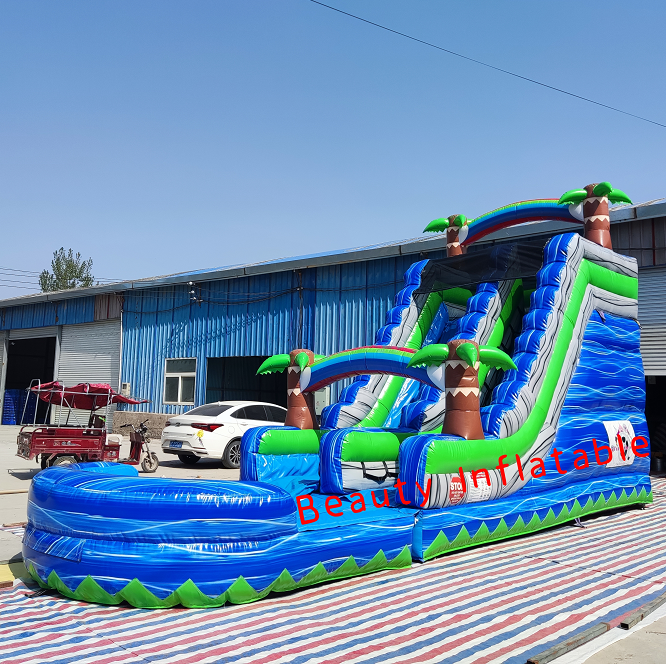 18ft high palm tree waterslide  toboggan gonflable inflatable water slides backyard inflatable commercial water slide for sale