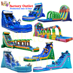 Customizable outdoor adult commercial  giant inflatable water slide cheap backyard inflatable slide with swimming pool