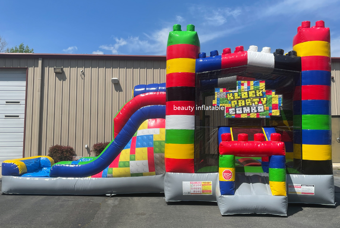 Lego Theme Inflatable Bounce House Combo  Water Moon Commercial Moonwalk Bouncer Bouncy Jump Castle Combo For Sale