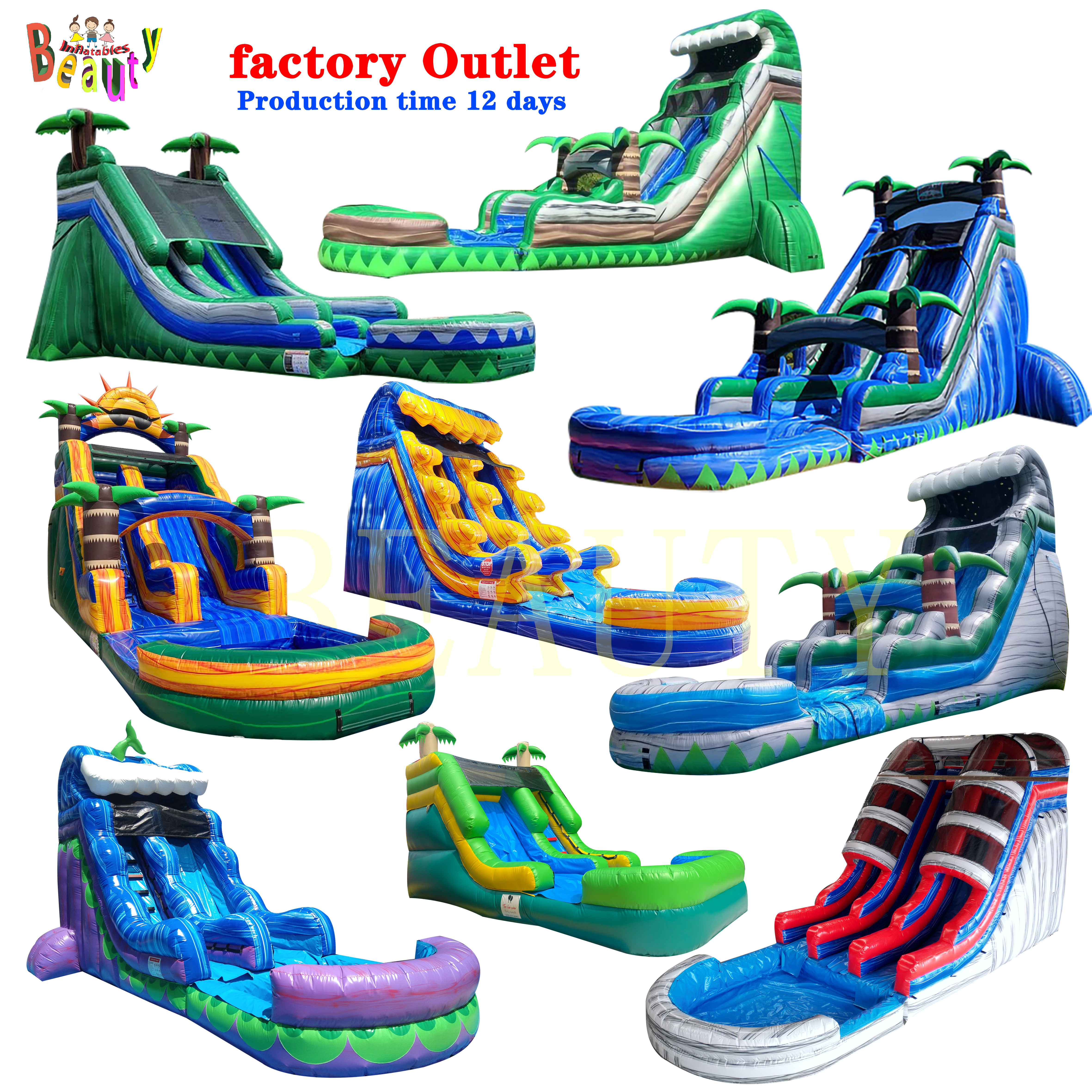 Customizable outdoor adult commercial  giant inflatable water slide cheap backyard inflatable slide with swimming pool