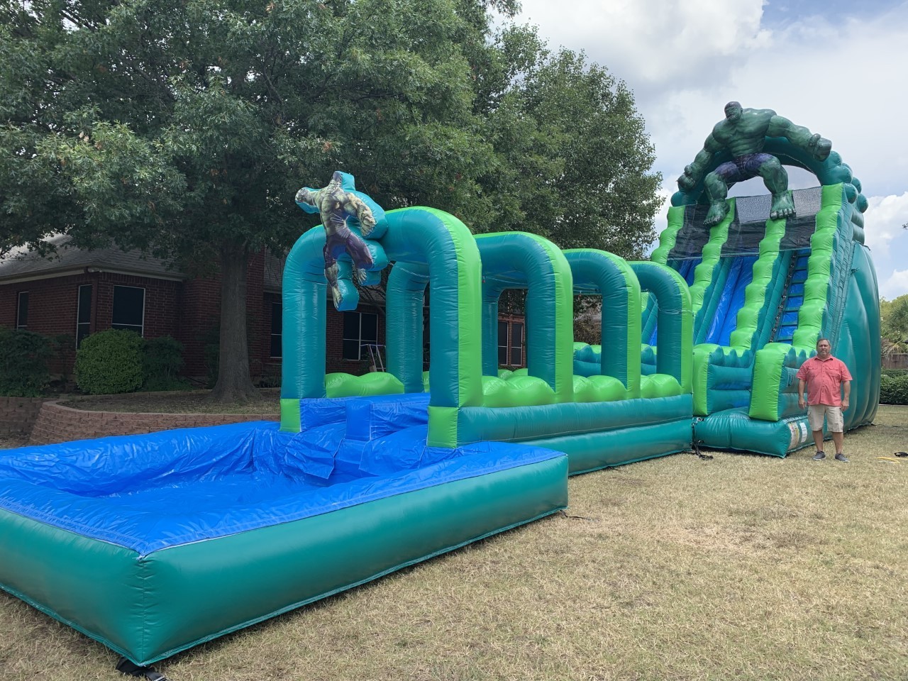 green large inflatable water slide with pool commercial waterslide for adults and kids