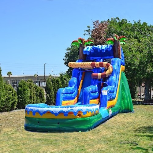 Most Popular 18ft high  Water Slide With Pool Commercial candy Palm Tree Inflatable Water Slide