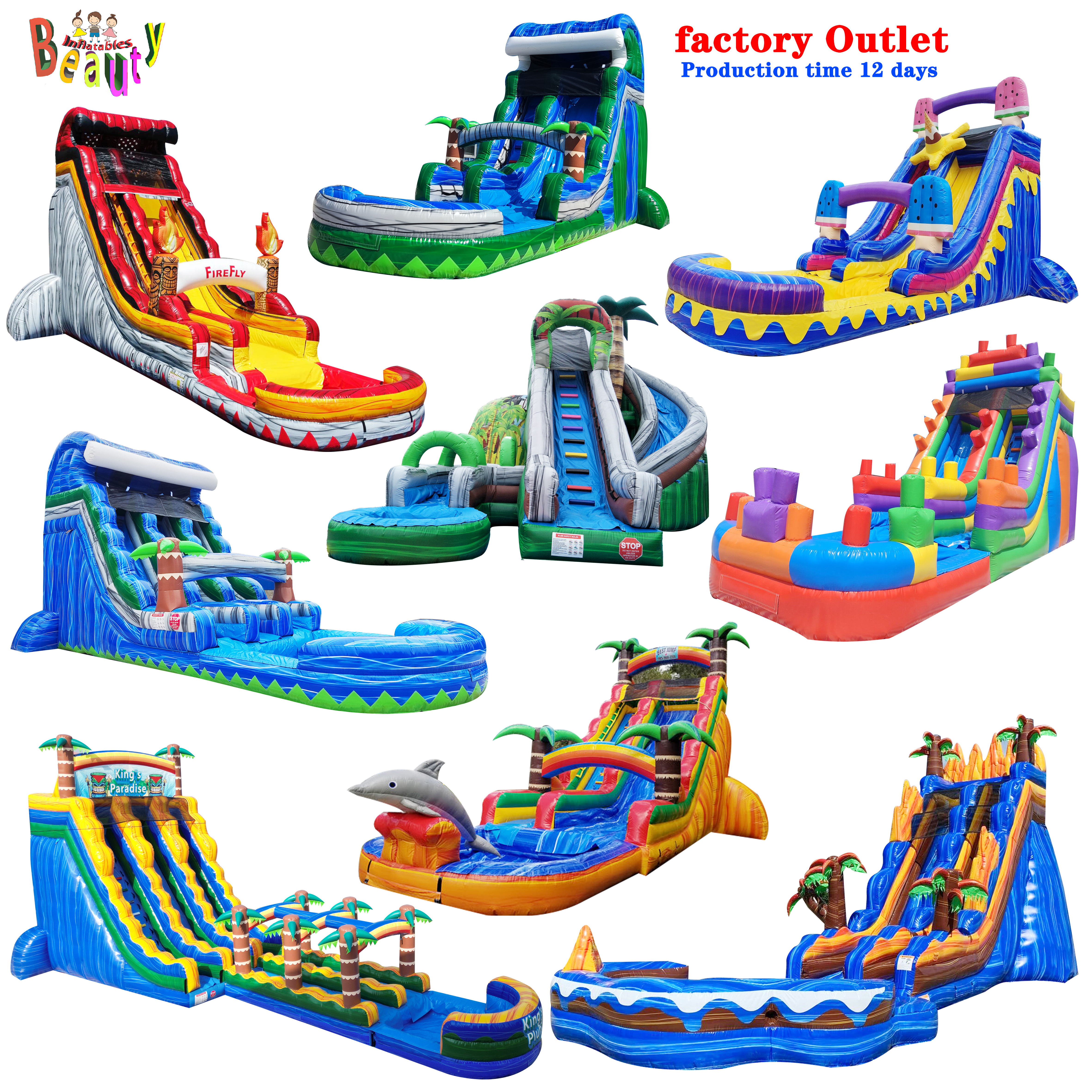 Customizable outdoor adult commercial  giant inflatable water slide cheap backyard inflatable slide with swimming pool